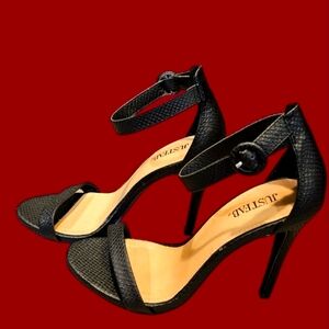 Just‎ Fab Lacy Black Stilletto High Heel Sandals. Size 7.